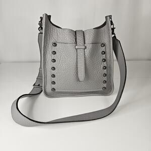 Rebecca Minkoff Unlined Feed Leather Crossbody Bag Gray Studded